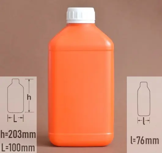 Sticla plastic 1 litru (1000ml) culoare portocaliu cu capac cu autosigilare alb